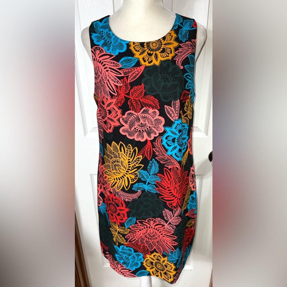 (NWOT) CeCe Mini Dress Shift Dress Multicolor Floral Boho Sleeveless Size 4(S)